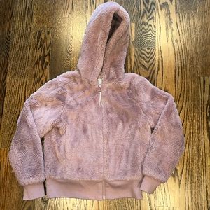 Athleta Girl Blush Pink Sherpa Hooded Zip Jacket Size 7